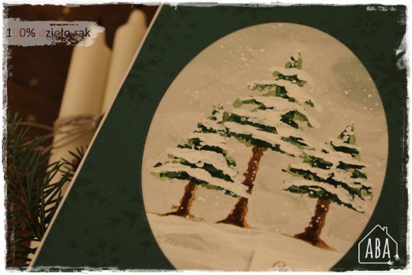 kartka świąteczna z zimowym lasem